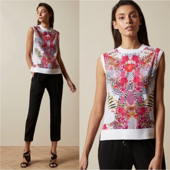 Ted Baker London Tops - TED BAKER Tamarie samba mixed media top size 6 designer flowy silk boho comfy